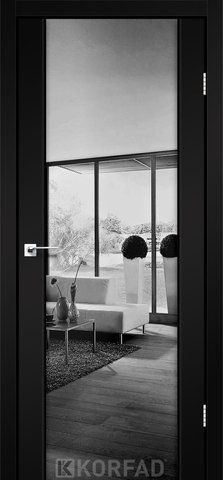 Дверное полотно SANREMO SR-01, 800 х 2000, Super PET черный, Двустороннее графит триплекс зеркало 2000000116563 фото