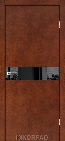 Каркасно-щитові двері GLASS LOFT PLATO GLP-01, 800 х 2000, Сталь кортен, Lacobel чорний лак "Чорна матова кромка" 2000000156873 фото