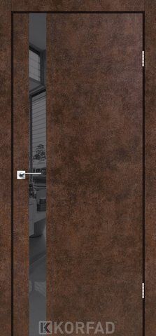 Каркасно-щитові двері GLASS LOFT PLATO GLP-02, 800 х 2000, Арт бетон, Графіт дзеркало "Чорна матова кромка" 2000000157535 фото