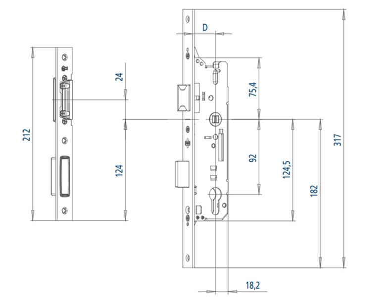 FUHR Замок MULTISAFE 803 92/35 мм БЕЗ защіпки