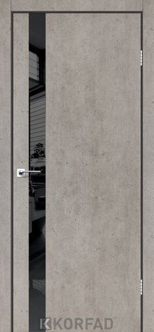 Каркасно-щитові двері GLASS LOFT PLATO GLP-02, 800 х 2000, Лайт бетон, Lacobel чорний лак 2000000112732 фото