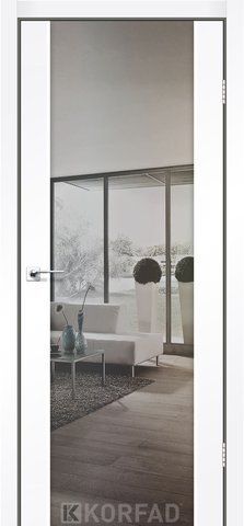 Дверное полотно SANREMO SR-01, 800 х 2000, Super PET аляска, Двустороннее серебряное триплекс зеркало 2000000154534 фото