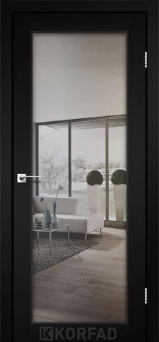 Дверное полотно SANVITO SV-01, 800 х 2000, Super PET черный, Двустороннее серебряное триплекс зеркало 2000000138206 фото