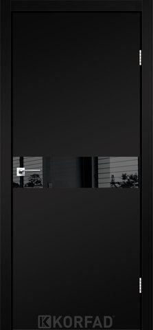 Каркасно-щитовая дверь GLASS LOFT PLATO GLP-01, 800 х 2000, Super PET черный, Lacobel черный лак 2000000128832 фото