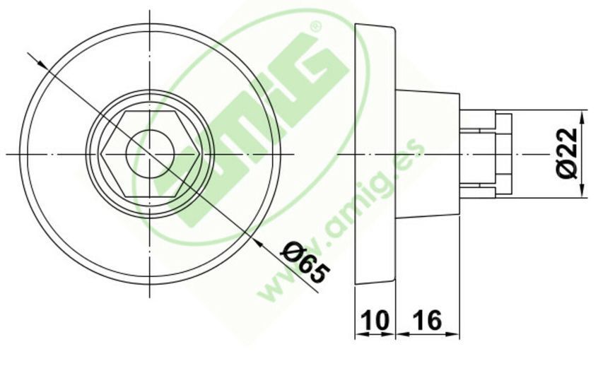 Amig Упор - фланец для трубы Ø65 x 26 mm мод. 114