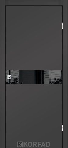 Каркасно-щитовая дверь GLASS LOFT PLATO GLP-01, 700 х 2000, Super PET антрацит, Lacobel черный лак 2000000111162 фото