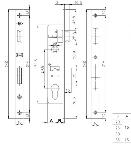 KALE Замок PVC (16 мм) 153P-20 защіпка B=20 мм