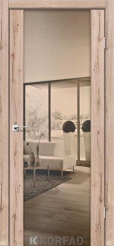 Дверне полотно SANREMO SR-01, 800 х 2000, Дуб тобакко, Двостороннє бронзове триплекс дзеркало 2000000136530 фото