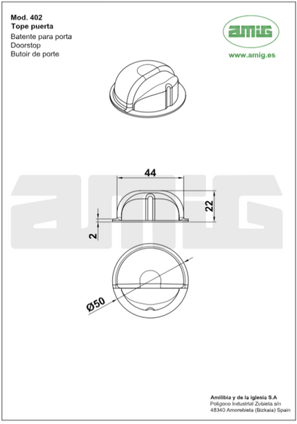 Amig Упор дверной мод.402 - &Oslash;50x22 mm самоклейка хром