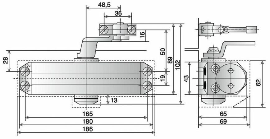 DORMA Доводчик дверной TS77 EN-3 белый